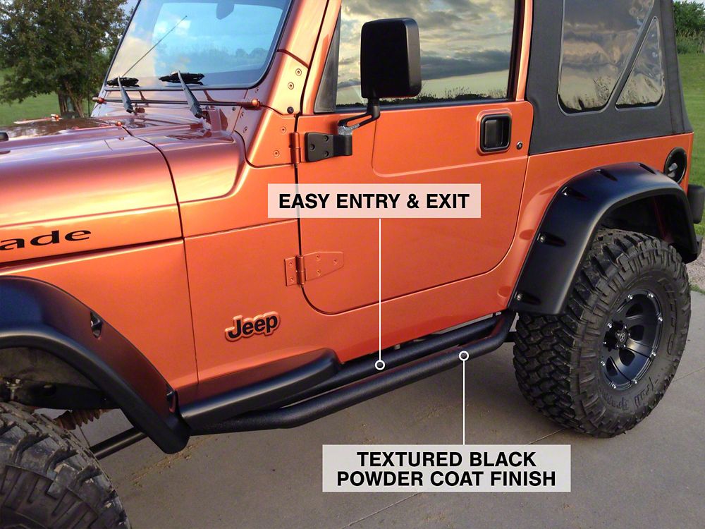 RedRock Side Armor; Textured Black (87-06 Jeep Wrangler YJ & TJ, Excluding Unlimited)