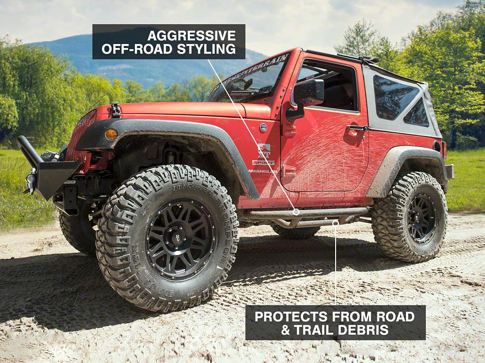 RedRock Side Armor; Textured Black (07-18 Jeep Wrangler JK 2-Door)