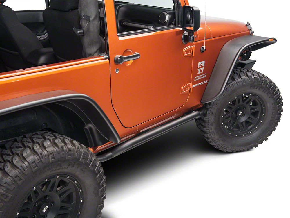 RedRock Rocker Guards; Textured Black (07-18 Jeep Wrangler JK 2