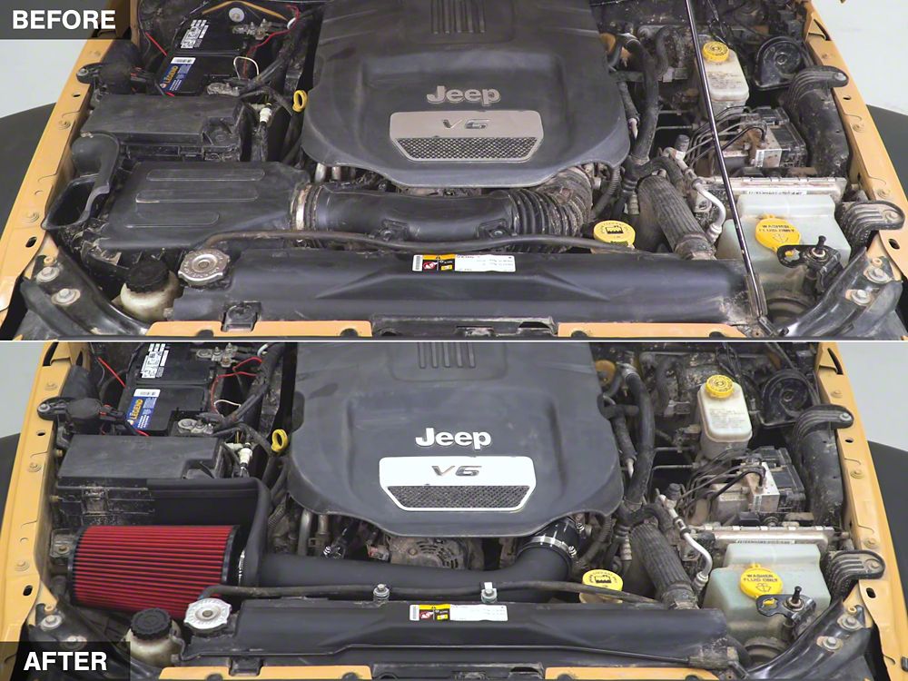 RedRock Cold Air Intake; Black Wrinkle (12-18 3.6L Jeep Wrangler JK)