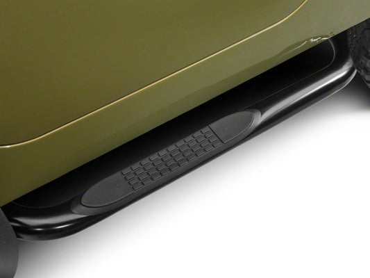 RedRock 3-Inch Round Side Step Bars; Semi-Gloss Black (87-06 Jeep Wrangler YJ & TJ, Excluding Unlimited)
