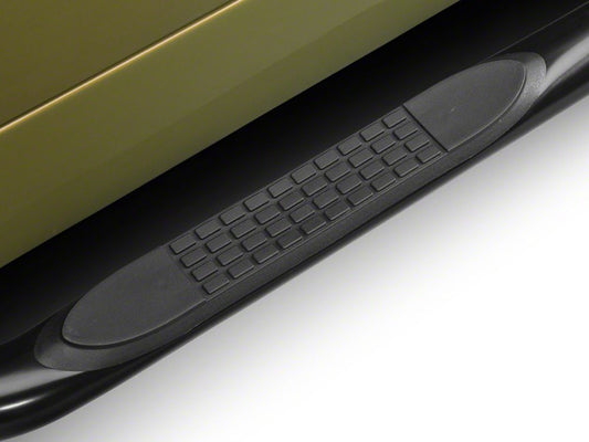 RedRock 3-Inch Round Side Step Bars; Semi-Gloss Black (87-06 Jeep Wrangler YJ & TJ, Excluding Unlimited)