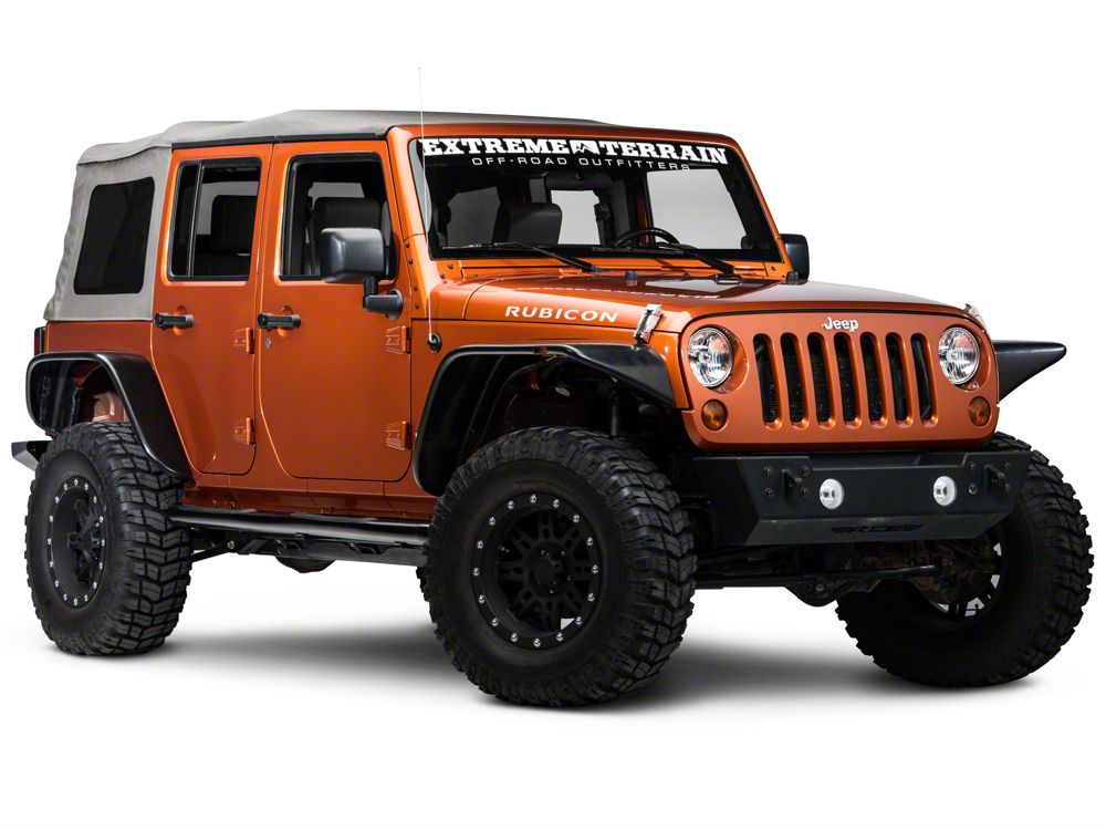 RedRock 3-Inch Round Curved Side Step Bars; Semi-Gloss Black (07-18 Jeep Wrangler JK 4-Door)