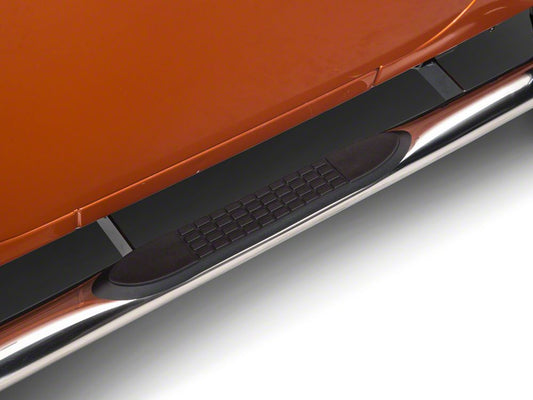 RedRock 3-Inch Round Curved Side Step Bars; Stainless Steel (07-18 Jeep Wrangler JK 4-Door)