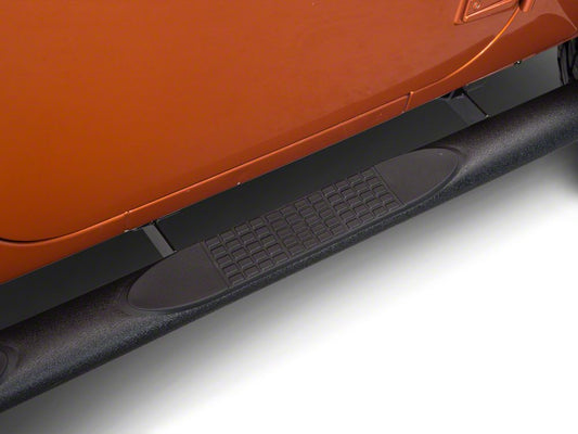 RedRock 4-Inch Oval Straight Side Step Bars; Textured Black (07-18 Jeep Wrangler JK 4-Door)