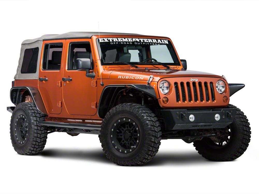 RedRock 4-Inch Oval Straight Side Step Bars; Textured Black (07-18 Jeep Wrangler JK 4-Door)