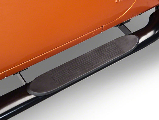 RedRock 4-Inch Oval Curved Side Step Bars; Semi-Gloss Black (07-18 Jeep Wrangler JK 4-Door)