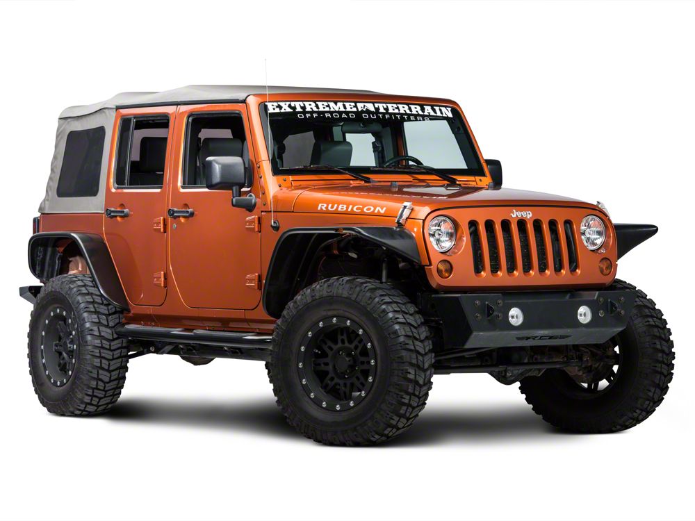 RedRock 4-Inch Oval Curved Side Step Bars; Semi-Gloss Black (07-18 Jeep Wrangler JK 4-Door)