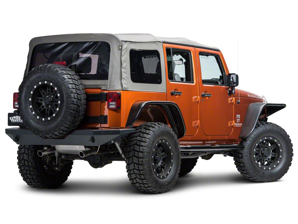RedRock 4-Inch Oval Curved Side Step Bars; Semi-Gloss Black (07-18 Jeep Wrangler JK 4-Door)