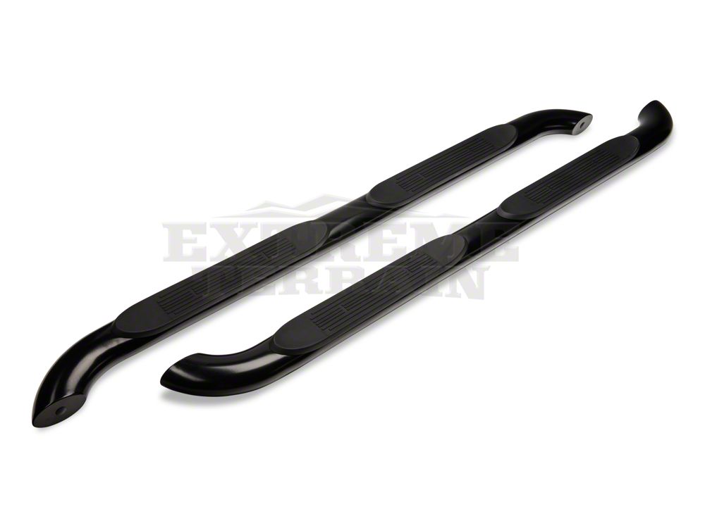 RedRock 4-Inch Oval Curved Side Step Bars; Semi-Gloss Black (07-18 Jeep Wrangler JK 4-Door)