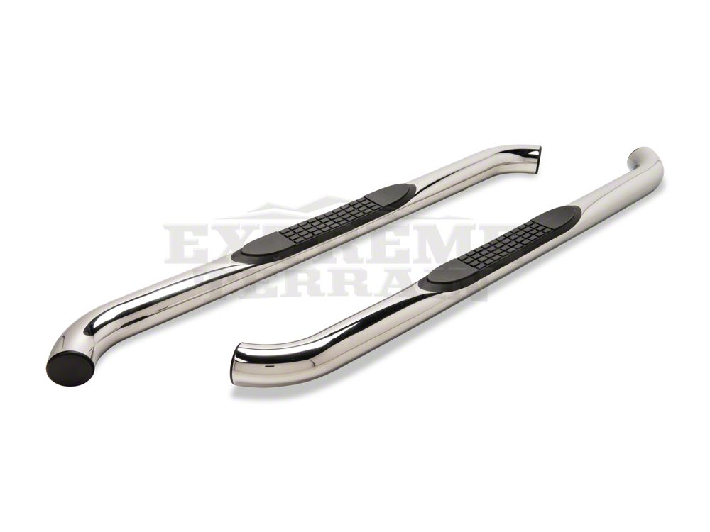 RedRock 3-Inch Round Curved Side Step Bars; Stainless Steel (07-18 Jeep Wrangler JK 2-Door)