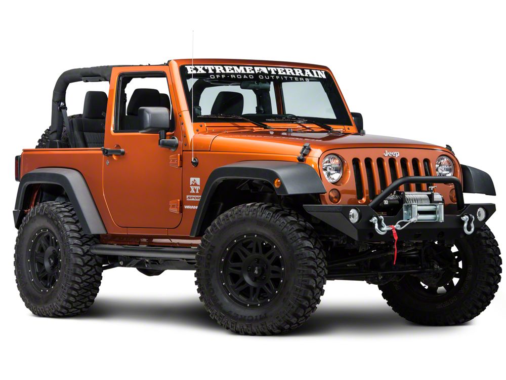 RedRock 4-Inch Oval Straight Side Step Bars; Textured Black (07-18 Jeep Wrangler JK 2-Door)