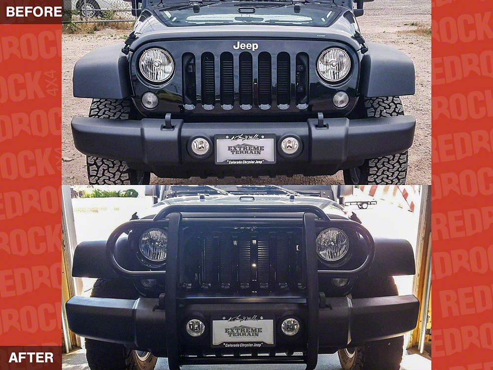 RedRock Grille Guard; Gloss Black (07-18 Jeep Wrangler JK)