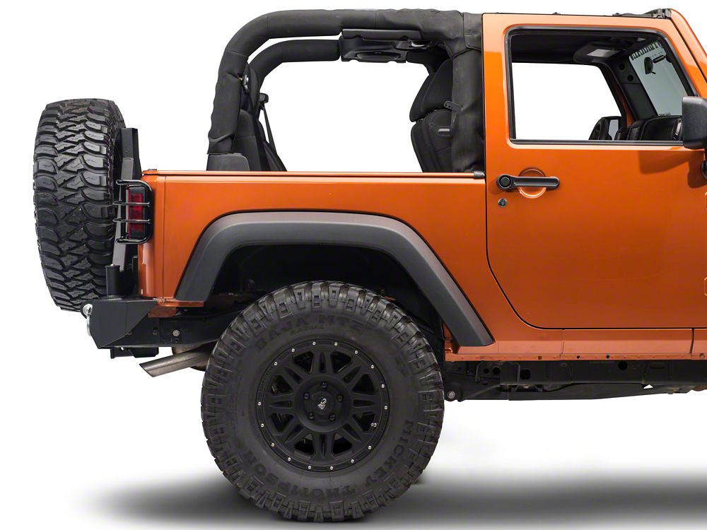 RedRock Wrap-Around Tail Light Guards; Gloss Black (07-18 Jeep Wrangler JK)