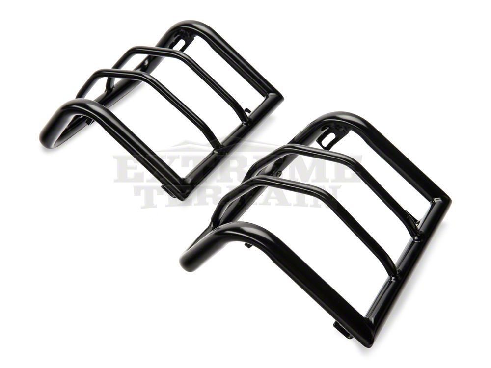 RedRock Wrap-Around Tail Light Guards; Gloss Black (07-18 Jeep Wrangler JK)