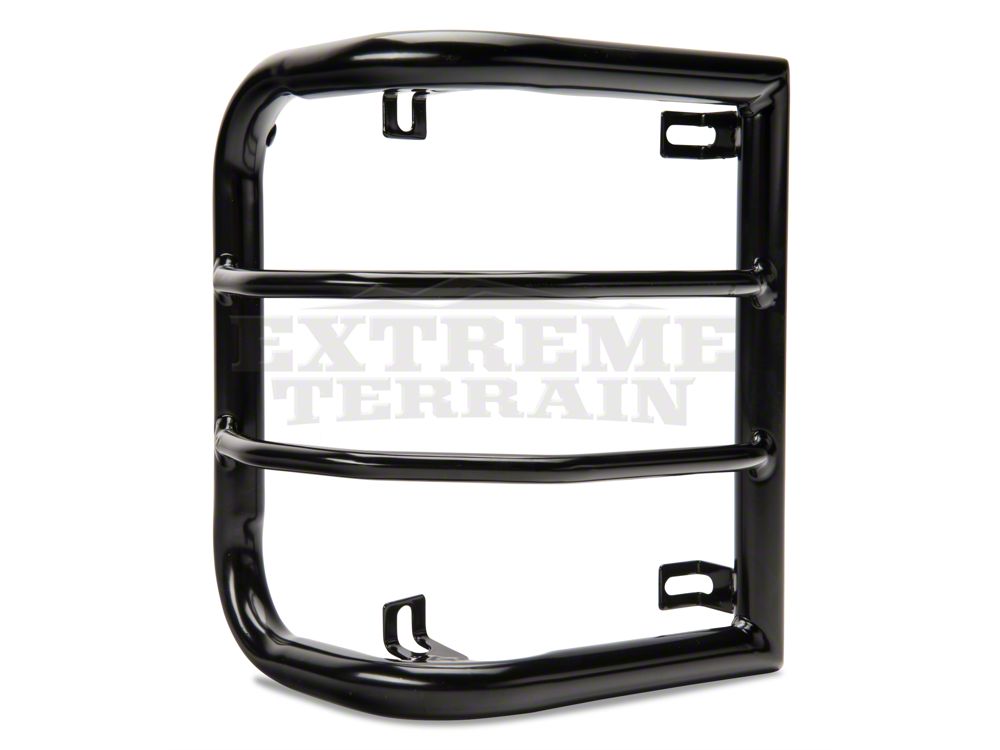 RedRock Wrap-Around Tail Light Guards; Gloss Black (07-18 Jeep Wrangler JK)