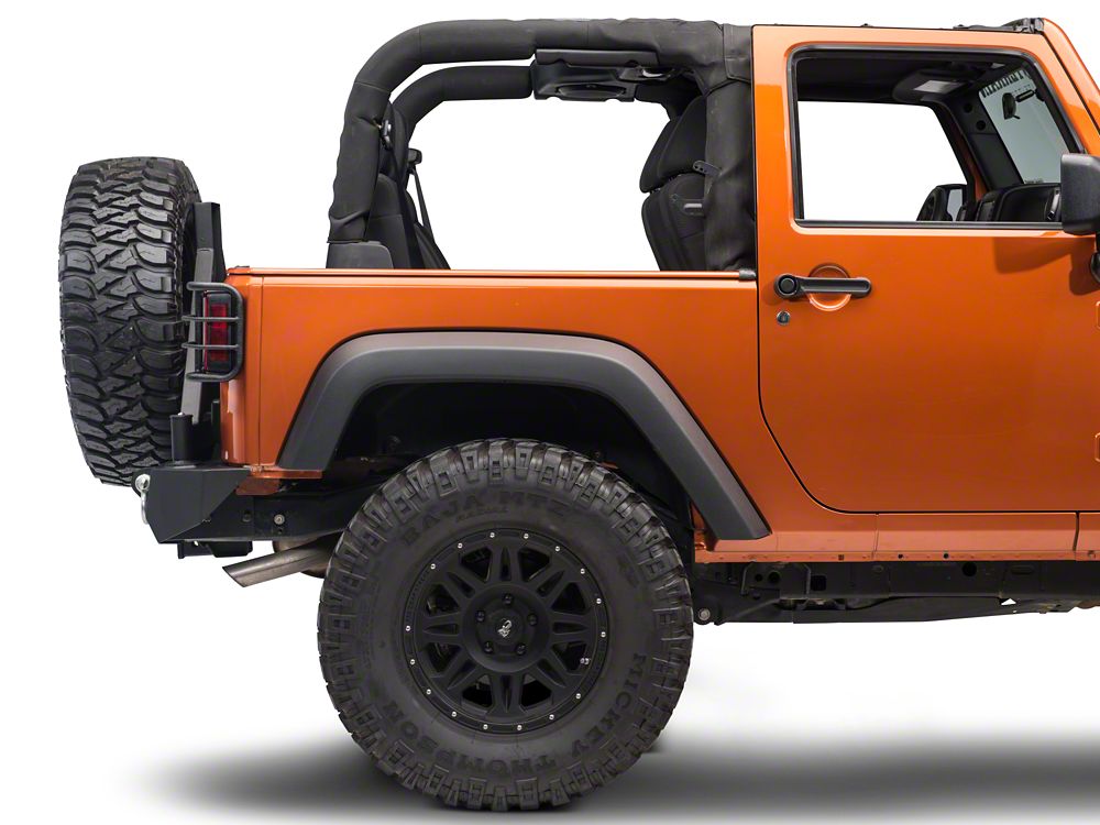 RedRock Wrap-Around Tail Light Guards; Textured Black (07-18 Jeep Wrangler JK)
