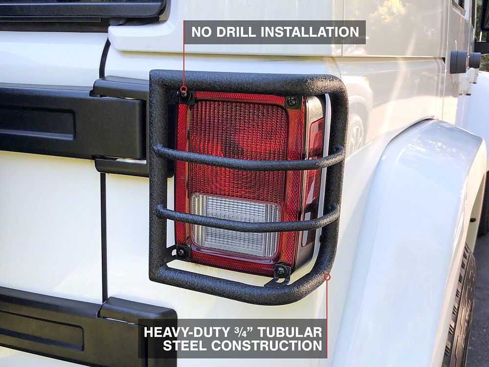 RedRock Wrap-Around Tail Light Guards; Textured Black (07-18 Jeep Wrangler JK)
