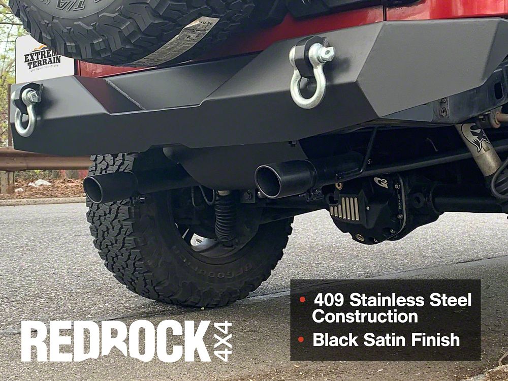 RedRock Dual Outlet Axle-Back Exhaust with Black Tips (07-18 Jeep Wrangler JK)