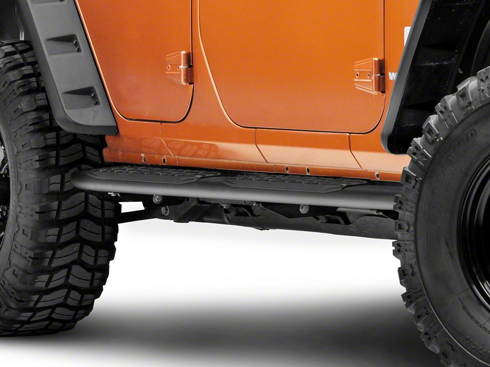 RedRock Pinnacle Oval Bent End Side Step Bars; Textured Black (07-18 Jeep Wrangler JK 4-Door)