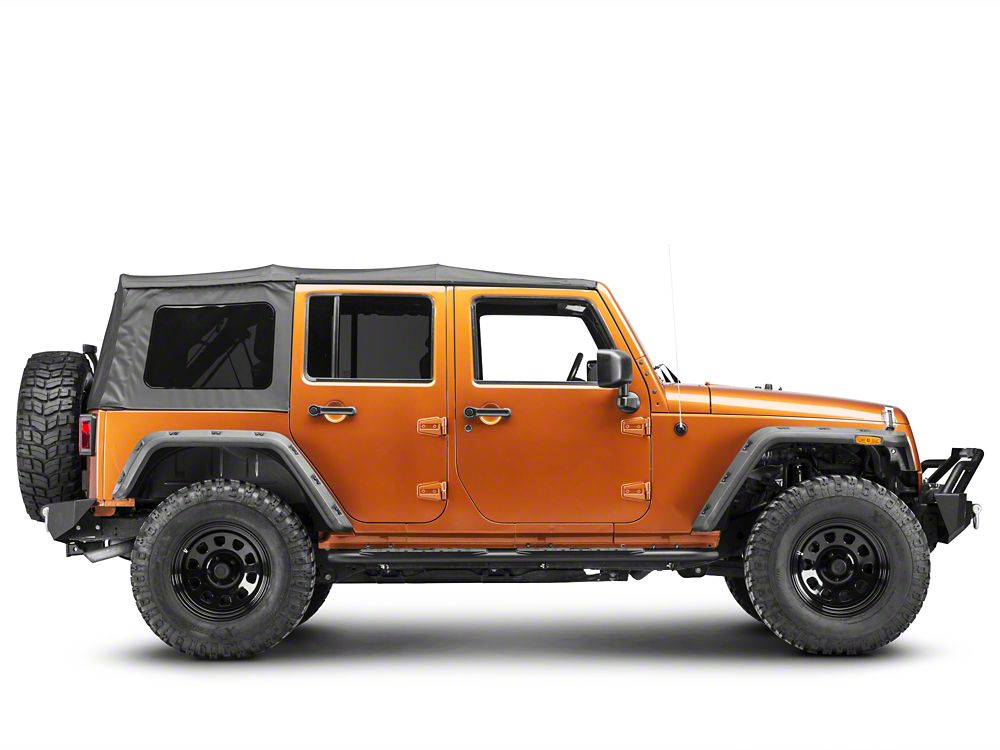 RedRock Pinnacle Oval Bent End Side Step Bars; Textured Black (07-18 Jeep Wrangler JK 4-Door)