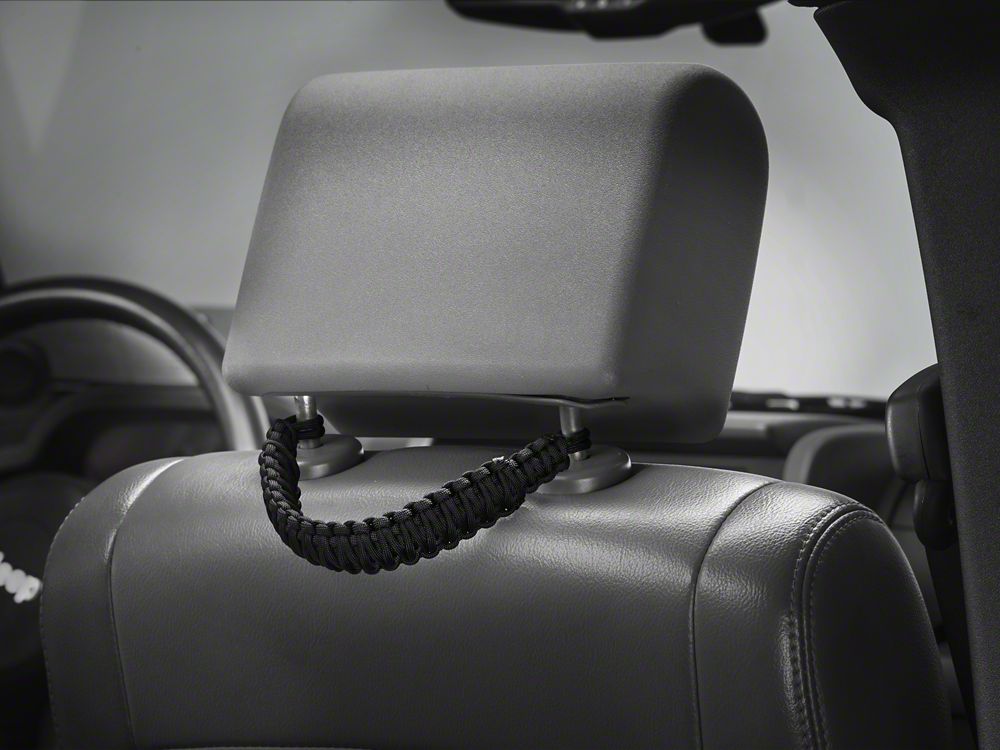 RedRock Headrest Paracord Grab Handles; Black (07-25 Jeep Wrangler JK & JL)