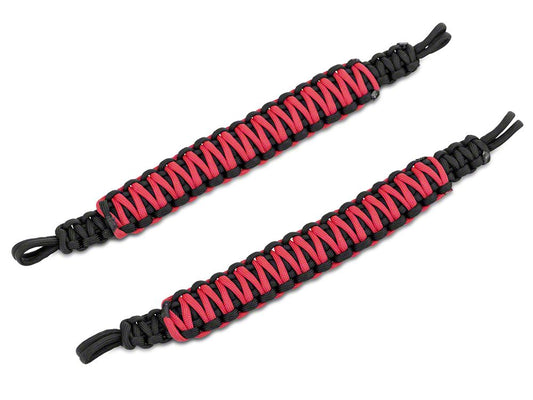 RedRock Rear Soundbar Paracord Grab Handles; Black and Red (07-17 Jeep Wrangler JK 4-Door)