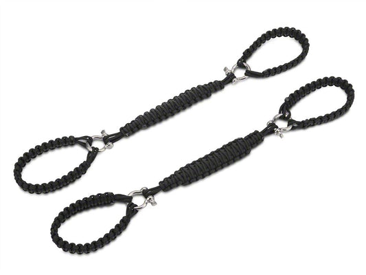 RedRock Front Rollbar Paracord Grab Handles with D-Rings; Black (07-25 Jeep Wrangler JK & JL)