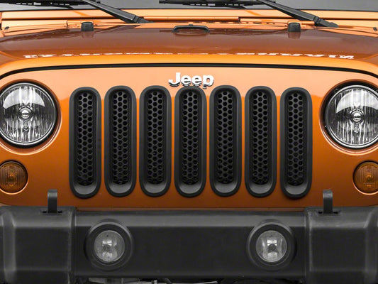 RedRock Honeycomb Grille Inserts; Matte Black (07-18 Jeep Wrangler JK)