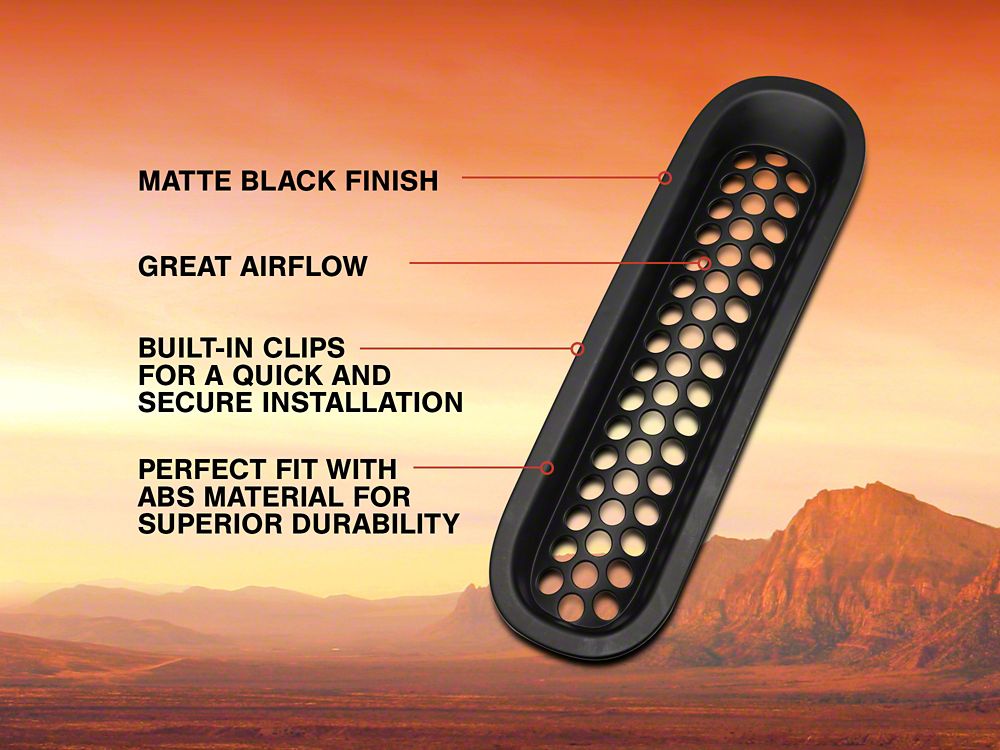 RedRock Honeycomb Grille Inserts; Matte Black (07-18 Jeep Wrangler JK)