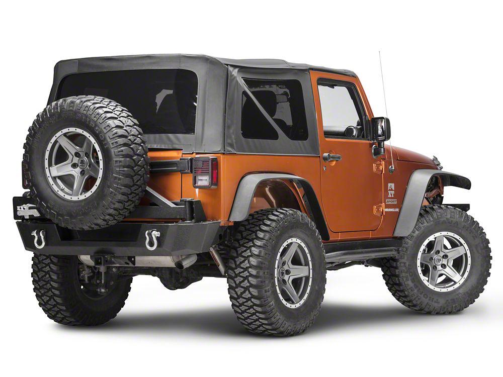 RedRock Old Glory Tail Light Covers; Textured Black (07-18 Jeep Wrangler JK)