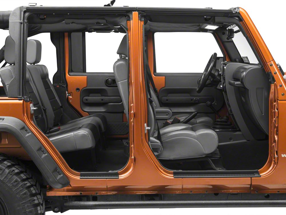 RedRock Diamond Pattern Door Entry Guards; Black (07-18 Jeep Wrangler JK)