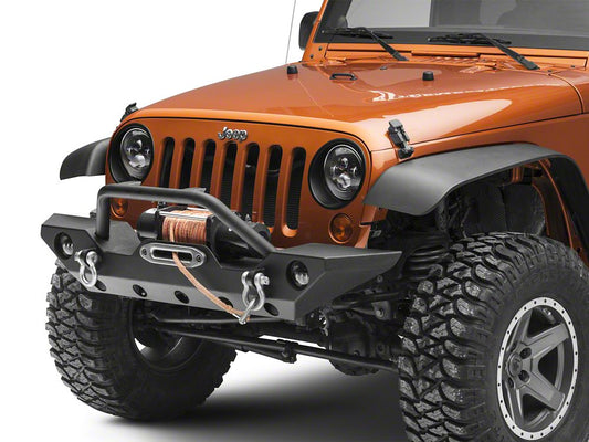 RedRock Headlight Bezels; Gloss Black (07-18 Jeep Wrangler JK)