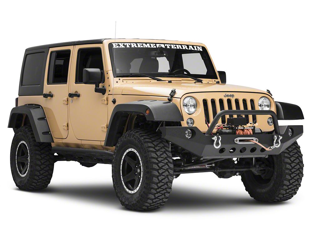 RedRock Full Width Winch Front Bumper with Halogen Fog Lights (07-18 Jeep Wrangler JK)