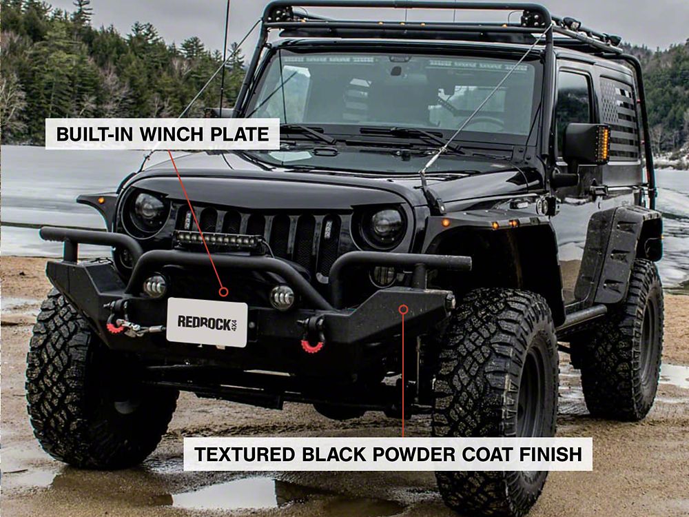 RedRock Rock Crawler Full Width Winch Front Bumper (07-18 Jeep Wrangler JK)