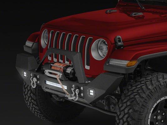 RedRock Max-HD Full Width Winch Front Bumper with Fog Lights and LED Light Bar (18-25 Jeep Wrangler JL)