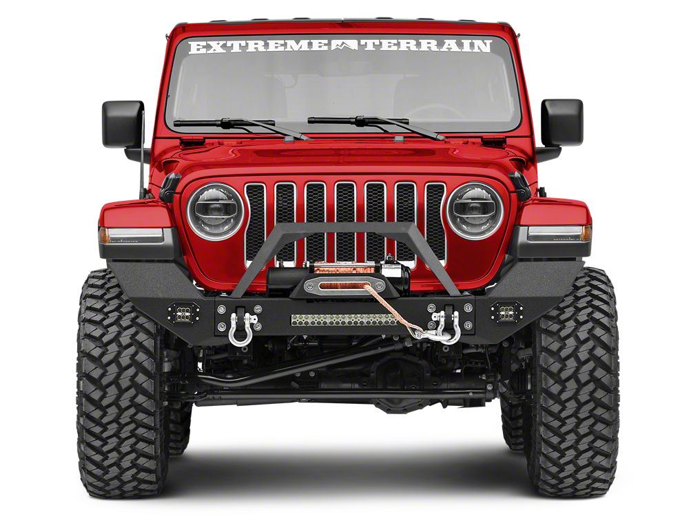 RedRock Max-HD Full Width Winch Front Bumper with Fog Lights and LED Light Bar (18-25 Jeep Wrangler JL)