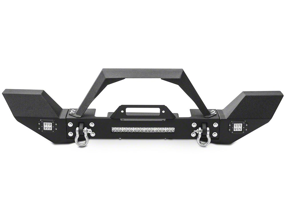 RedRock Max-HD Full Width Winch Front Bumper with Fog Lights and LED Light Bar (18-25 Jeep Wrangler JL)