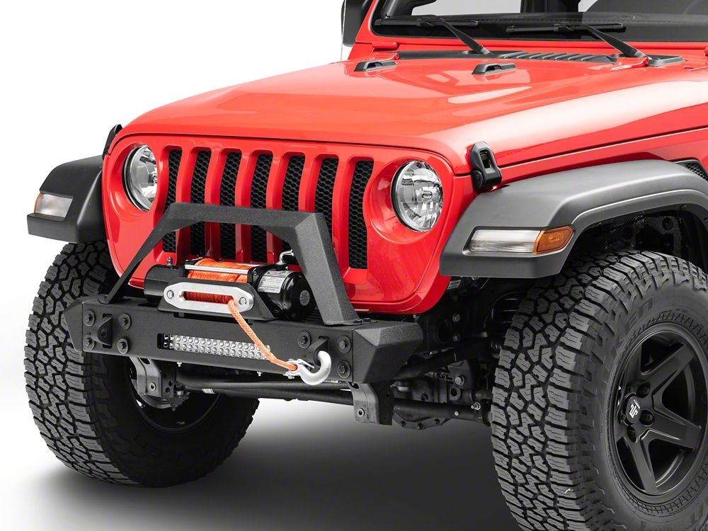 RedRock Max-HD Stubby Winch Front Bumper with LED Light Bar (18-25 Jeep Wrangler JL)