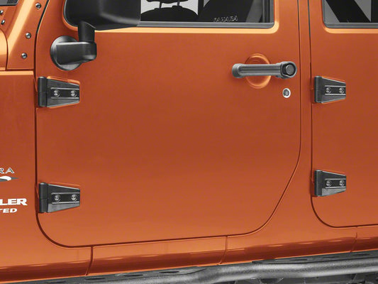 RedRock Door Hinge Covers; Gloss Black (07-18 Jeep Wrangler JK 4-Door)