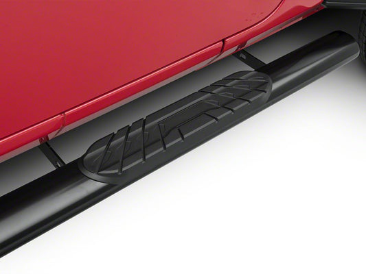 RedRock 4-Inch Oval Straight Side Step Bars; Semi-Gloss Black (18-25 Jeep Wrangler JL 4-Door)