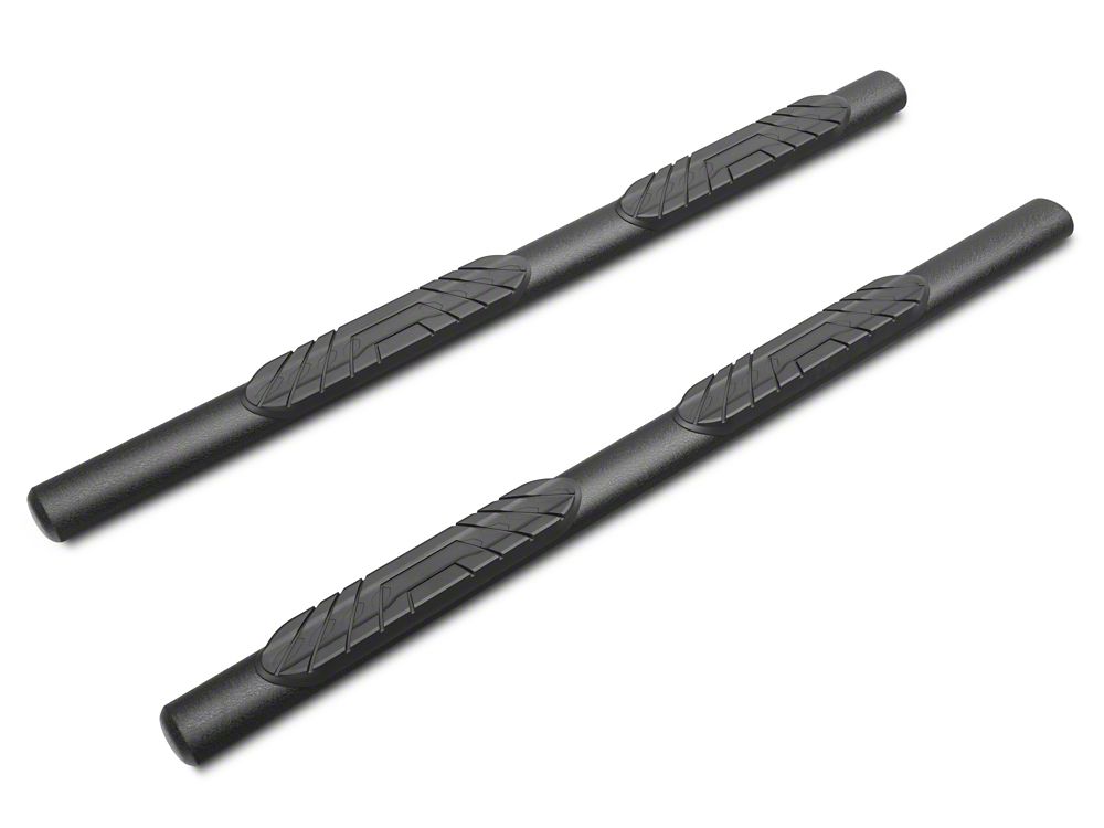 RedRock 4-Inch Oval Straight Side Step Bars; Textured Black (18-25 Jeep Wrangler JL 4-Door)
