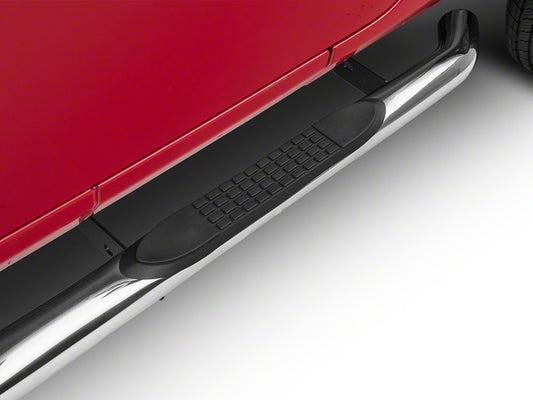 RedRock 3-Inch Round Curved Side Step Bars; Stainless Steel (18-25 Jeep Wrangler JL 4-Door)