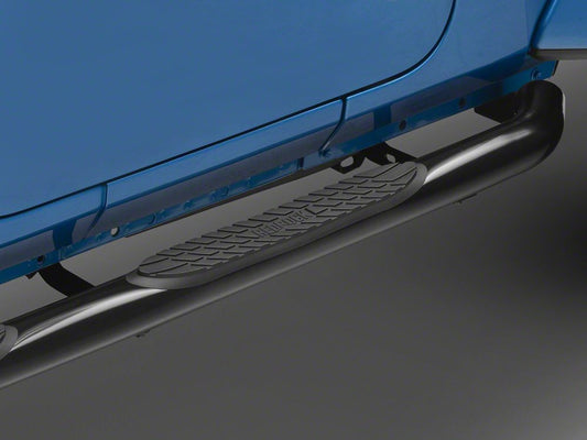 RedRock 3-Inch Round Curved Side Step Bars; Semi-Gloss Black (18-25 Jeep Wrangler JL 4-Door)