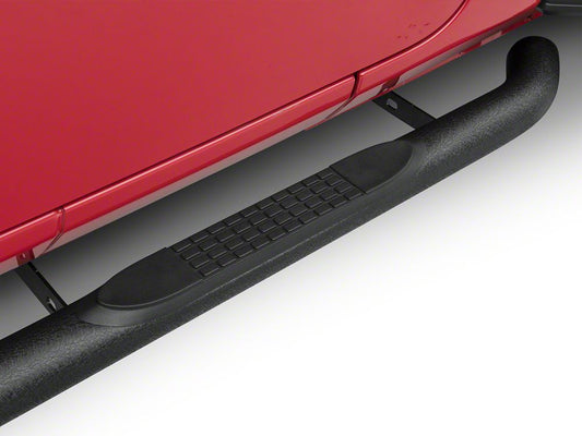 RedRock 3-Inch Round Curved Side Step Bars; Textured Black (18-25 Jeep Wrangler JL 4-Door)