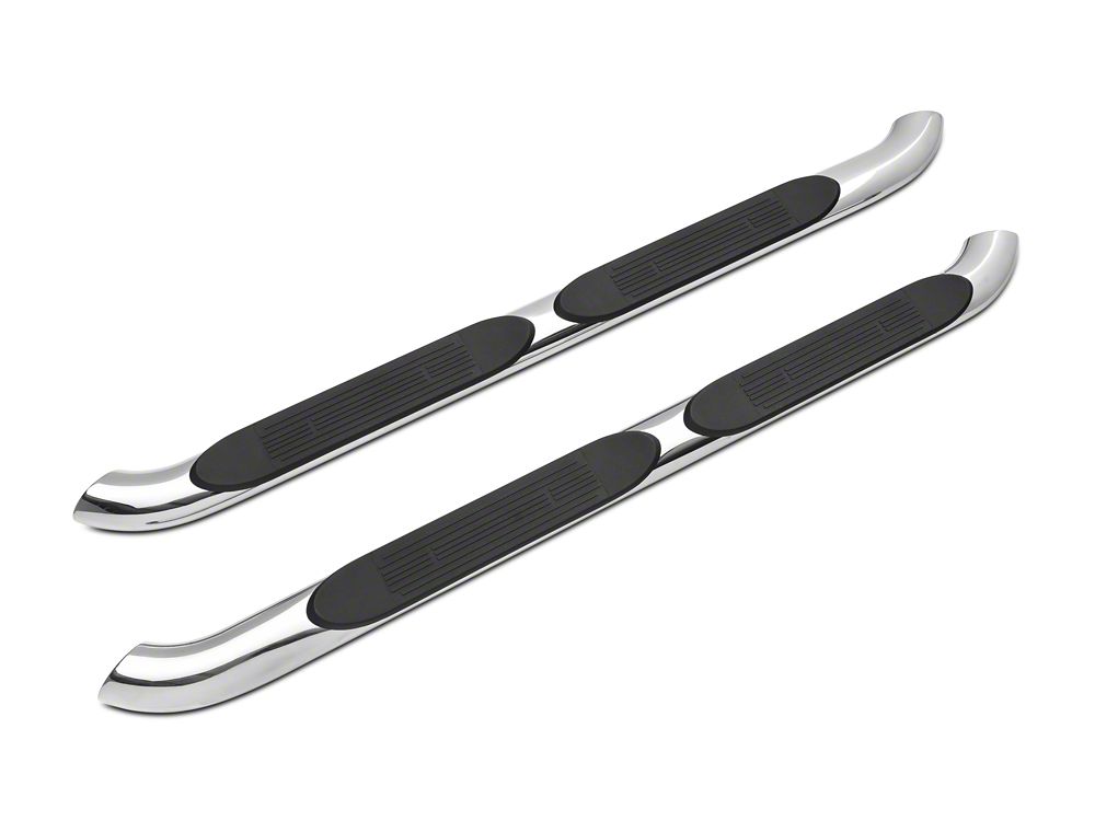 RedRock 4-Inch Oval Curved Side Step Bars; Stainless Steel (18-25 Jeep Wrangler JL 4-Door)