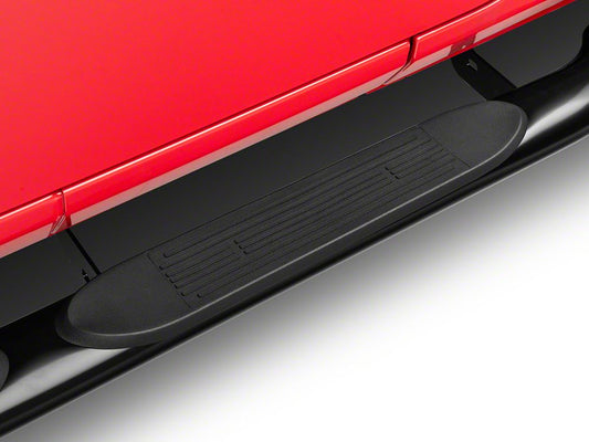 RedRock 4-Inch Oval Curved Side Step Bars; Semi-Gloss Black (18-25 Jeep Wrangler JL 4-Door)