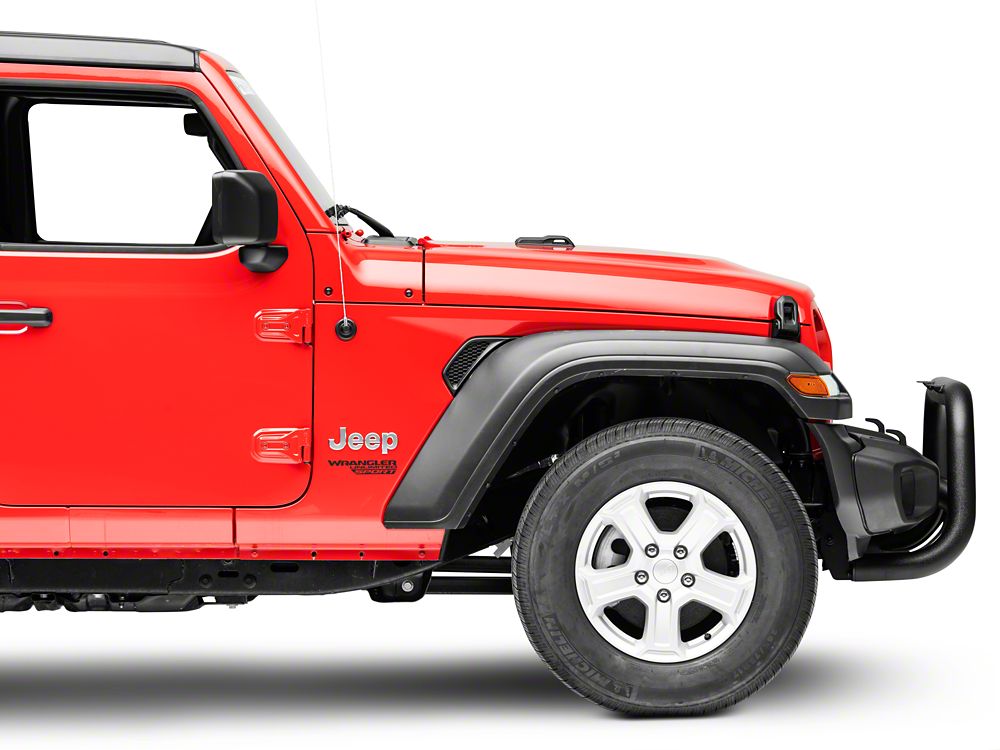 RedRock 3-Inch Bull Bar with Skid Plate; Textured Black (18-25 Jeep Wrangler JL)