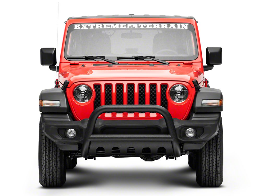 RedRock 3-Inch Bull Bar with Skid Plate; Textured Black (18-25 Jeep Wrangler JL)