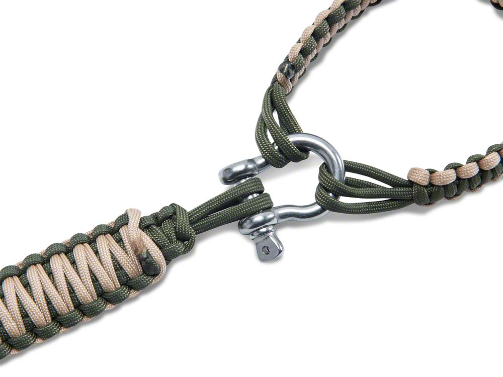 RedRock Front Rollbar Paracord Grab Handles with D-Rings; OD Green and Tan (07-18 Jeep Wrangler JK)